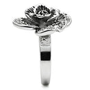 Middle Finger Ring 3W198 Rhodium Brass Ring with Top Grade Crystal