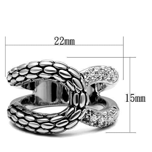 Middle Finger Ring 3W202 Rhodium Brass Ring with AAA Grade CZ