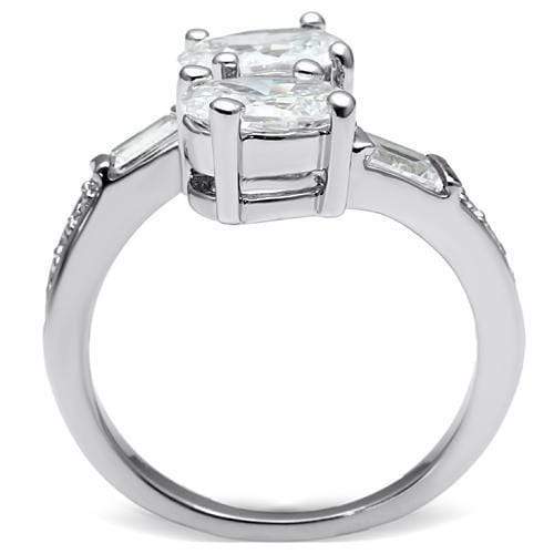 Middle Finger Ring 3W203 Rhodium Brass Ring with AAA Grade CZ