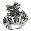 Middle Finger Ring 3W205 Rhodium Brass Ring with Top Grade Crystal