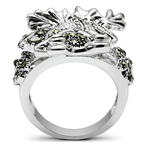 Middle Finger Ring 3W205 Rhodium Brass Ring with Top Grade Crystal