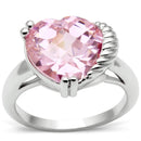 Middle Finger Ring 3W206 Rhodium Brass Ring with AAA Grade CZ in Rose