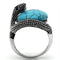 Middle Finger Ring 3W255 Rhodium Brass Ring with Synthetic in Sea Blue