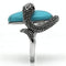 Middle Finger Ring 3W255 Rhodium Brass Ring with Synthetic in Sea Blue