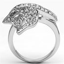 Middle Finger Ring 3W260 Rhodium Brass Ring with Top Grade Crystal