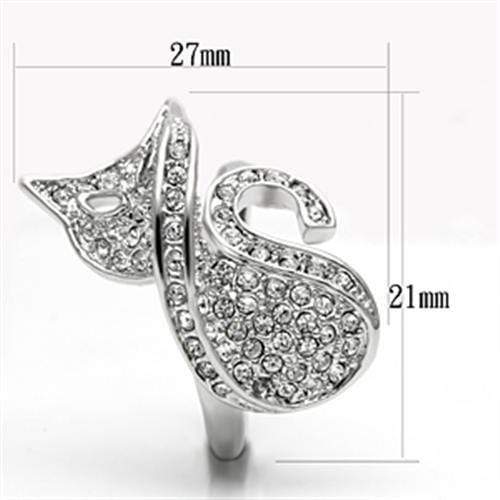 Middle Finger Ring 3W260 Rhodium Brass Ring with Top Grade Crystal