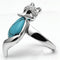 Middle Finger Ring 3W295 Rhodium Brass Ring with Synthetic in Sea Blue