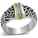 Middle Finger Ring 3W327 Reverse Two-Tone Brass Ring with Crystal