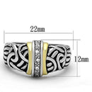 Middle Finger Ring 3W327 Reverse Two-Tone Brass Ring with Crystal