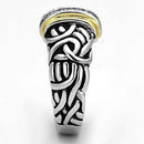 Middle Finger Ring 3W327 Reverse Two-Tone Brass Ring with Crystal