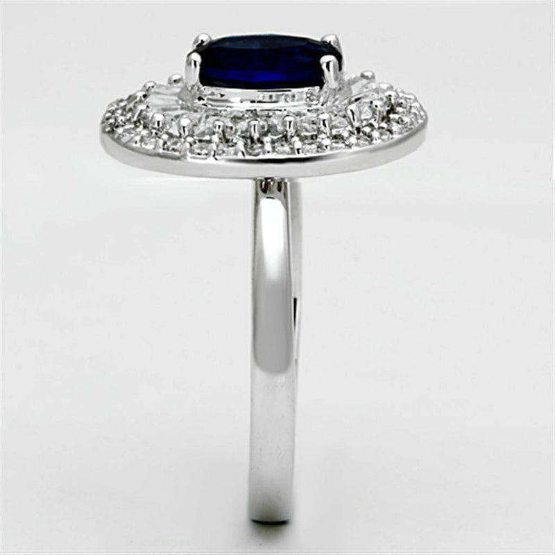 Middle Finger Ring 3W495 Rhodium Brass Ring with Synthetic in Sapphire