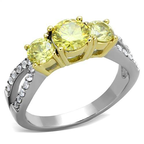 Pandora Gold Rings TK1795 Two-Tone Gold - Stainless Steel Ring with CZ