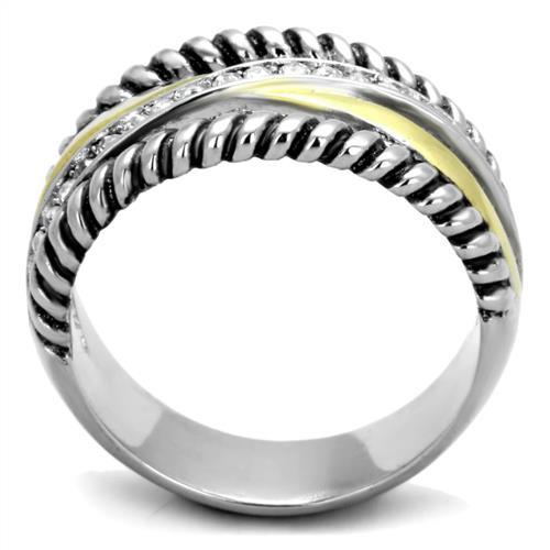 Pandora Gold Rings TK1825 Two-Tone Gold - Stainless Steel Ring with Crystal