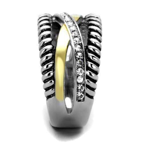 Pandora Gold Rings TK1825 Two-Tone Gold - Stainless Steel Ring with Crystal