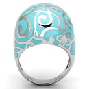 Pandora Rings TK845 Stainless Steel Ring with Epoxy in Aquamarine