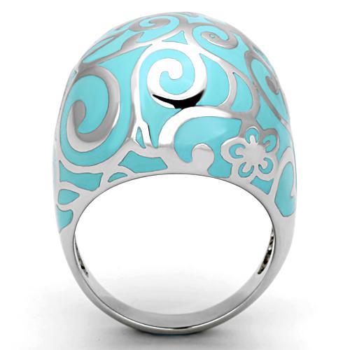 Pandora Rings TK845 Stainless Steel Ring with Epoxy in Aquamarine