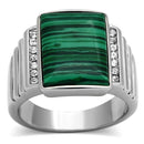 Silver Jewelry Rings Pandora Rings TK953 Stainless Steel Ring with Synthetic in Emerald Alamode Fashion Jewelry Outlet