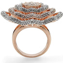 Pandora Rose Gold Rings 1W023 Rose Gold + Rhodium Brass Ring with Crystal