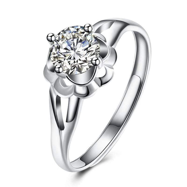 Silver Jewelry Rings Popular Products Flower Shape Zircon Adjustable Sterling Silver Ring TIY