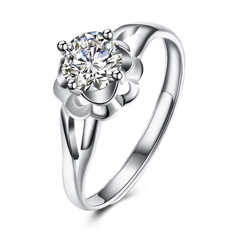 Silver Jewelry Rings Popular Products Flower Shape Zircon Adjustable Sterling Silver Ring TIY