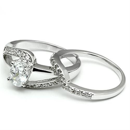 Pre Engagement Ring 3W022 Rhodium Brass Ring with AAA Grade CZ