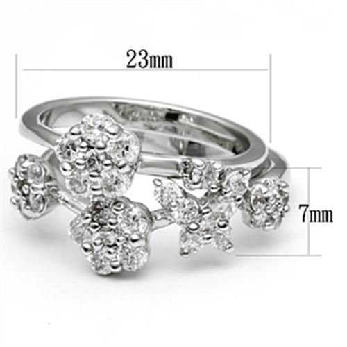 Silver Jewelry Rings Pre Engagement Ring 3W026 Rhodium Brass Ring with AAA Grade CZ Alamode Fashion Jewelry Outlet