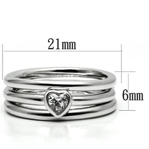 Pre Engagement Ring 3W027 Rhodium Brass Ring with AAA Grade CZ