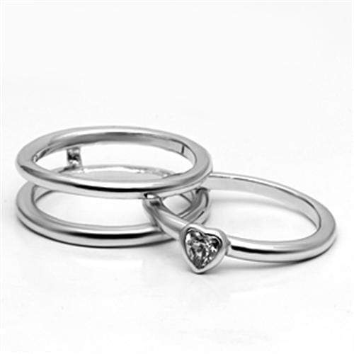 Pre Engagement Ring 3W027 Rhodium Brass Ring with AAA Grade CZ