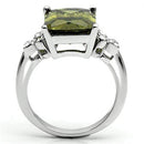 Pre Engagement Ring 3W029 Rhodium Brass Ring with CZ in Olivine color