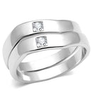 Pre Engagement Ring 3W039 Rhodium Brass Ring with AAA Grade CZ