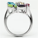 Pre Engagement Ring 3W045 Rhodium Brass Ring with AAA Grade CZ