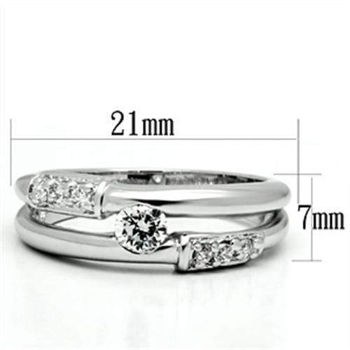 Pre Engagement Ring 3W049 Rhodium Brass Ring with AAA Grade CZ