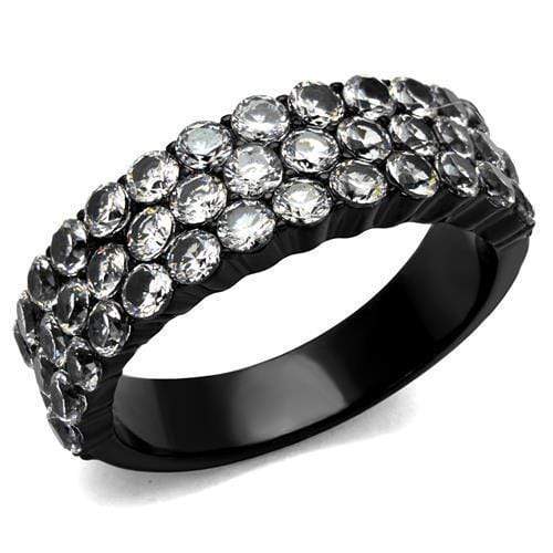 Promise Rings For Her TK2277 Black - Stainless Steel Ring with CZ