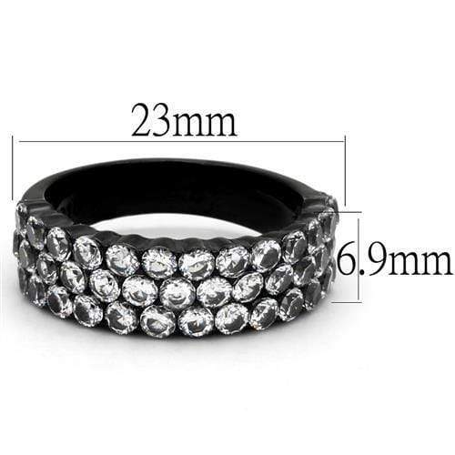 Promise Rings For Her TK2277 Black - Stainless Steel Ring with CZ