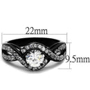 Promise Rings For Her TK2282 Two-Tone Black - Stainless Steel Ring with CZ