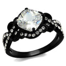 Promise Rings For Her TK2288 Black - Stainless Steel Ring with CZ