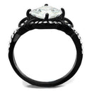 Promise Rings For Her TK2288 Black - Stainless Steel Ring with CZ