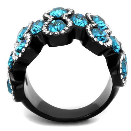 Promise Rings For Her TK2289 - Stainless Steel Ring with Crystal in Aquamarine