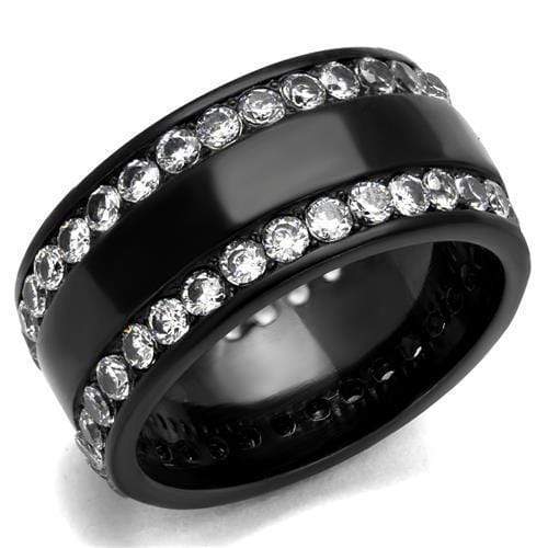 Promise Rings For Her TK2290 Black - Stainless Steel Ring with CZ