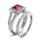 Silver Jewelry Rings Promise Rings For Her TK2293 Stainless Steel Ring with AAA Grade CZ in Ruby Alamode Fashion Jewelry Outlet