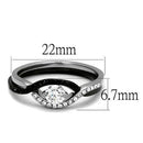 Promise Rings For Her TK2301 Two-Tone Black - Stainless Steel Ring with CZ