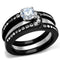 Promise Rings For Her TK2303 Two-Tone Black - Stainless Steel Ring with CZ