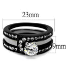 Promise Rings For Her TK2303 Two-Tone Black - Stainless Steel Ring with CZ