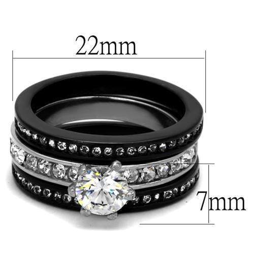 Promise Rings For Her TK2304 Two-Tone Black - Stainless Steel Ring with CZ