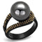 Promise Rings For Her TK2350 Black - Stainless Steel Ring with Synthetic