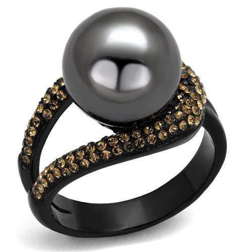 Promise Rings For Her TK2350 Black - Stainless Steel Ring with Synthetic