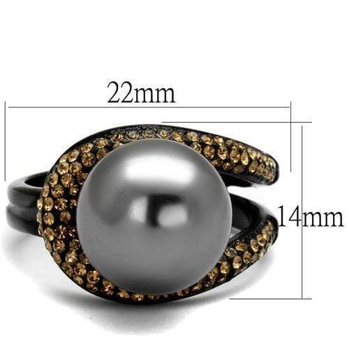 Promise Rings For Her TK2350 Black - Stainless Steel Ring with Synthetic