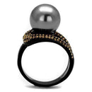 Promise Rings For Her TK2350 Black - Stainless Steel Ring with Synthetic