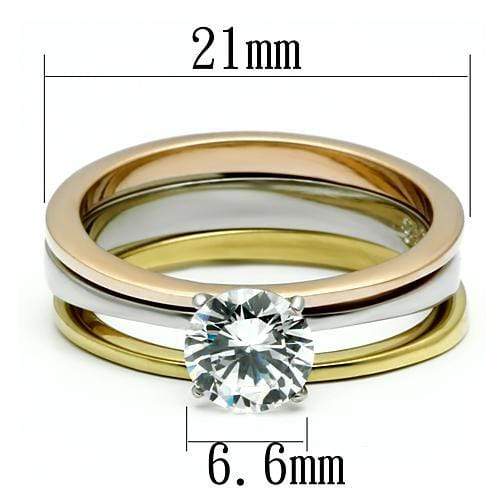Promise Rings TK620 Three-Tone Stainless Steel Ring with AAA Grade CZ