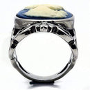 Promise Rings TK632 Stainless Steel Ring with Synthetic in Capri Blue